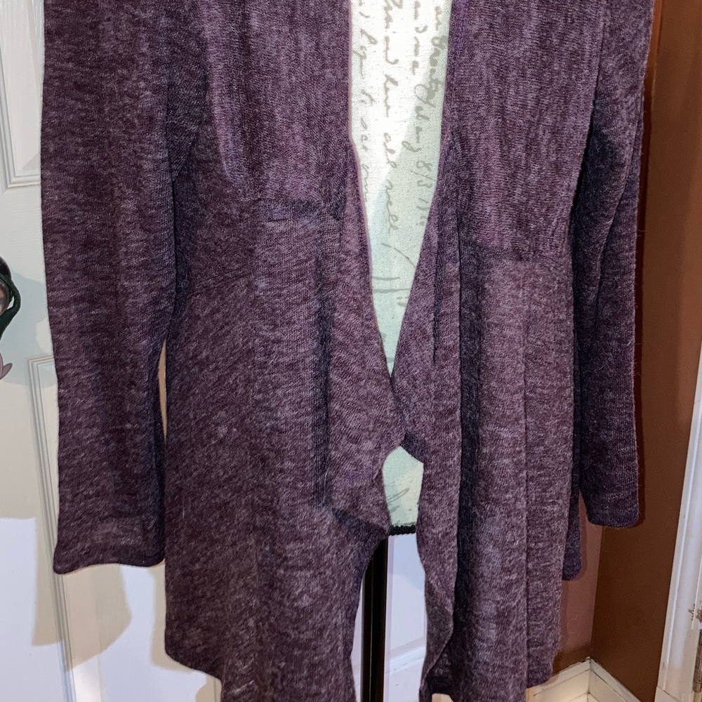 Wine Color Open Front Cardigan by Caribe sz 1X - Picture 4 of 7